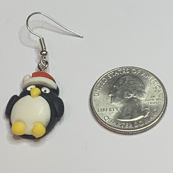 Penguin Earring, Santa Earring, Christmas Earring, Gift Idea, Holiday Earring - Picture 6 of 6